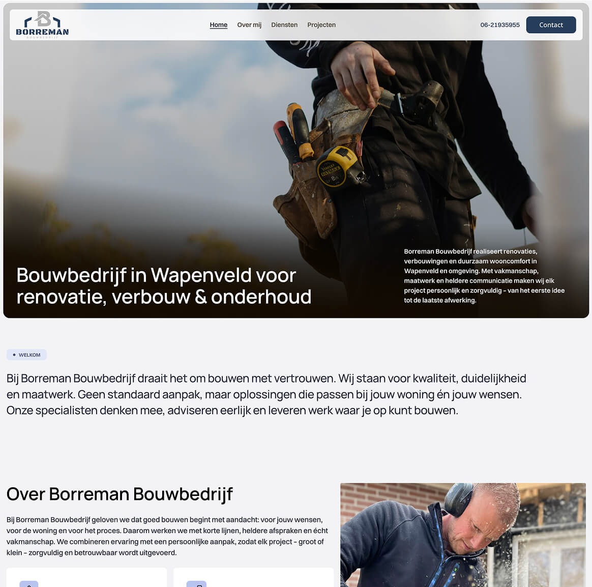 Borreman Bouwbedrijf website